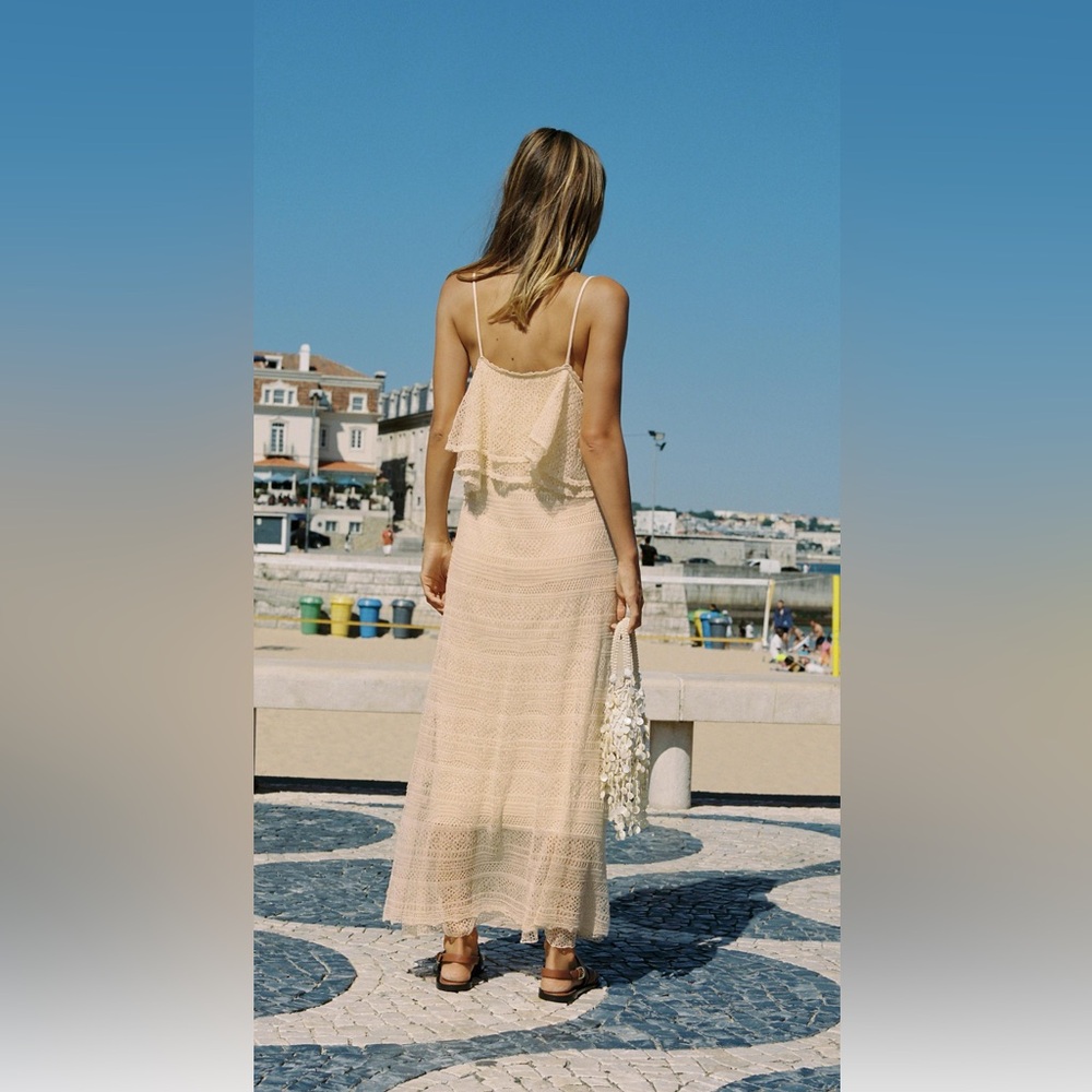 POINTELLE KNIT RUFFLE DRESS - Picture 3 of 10